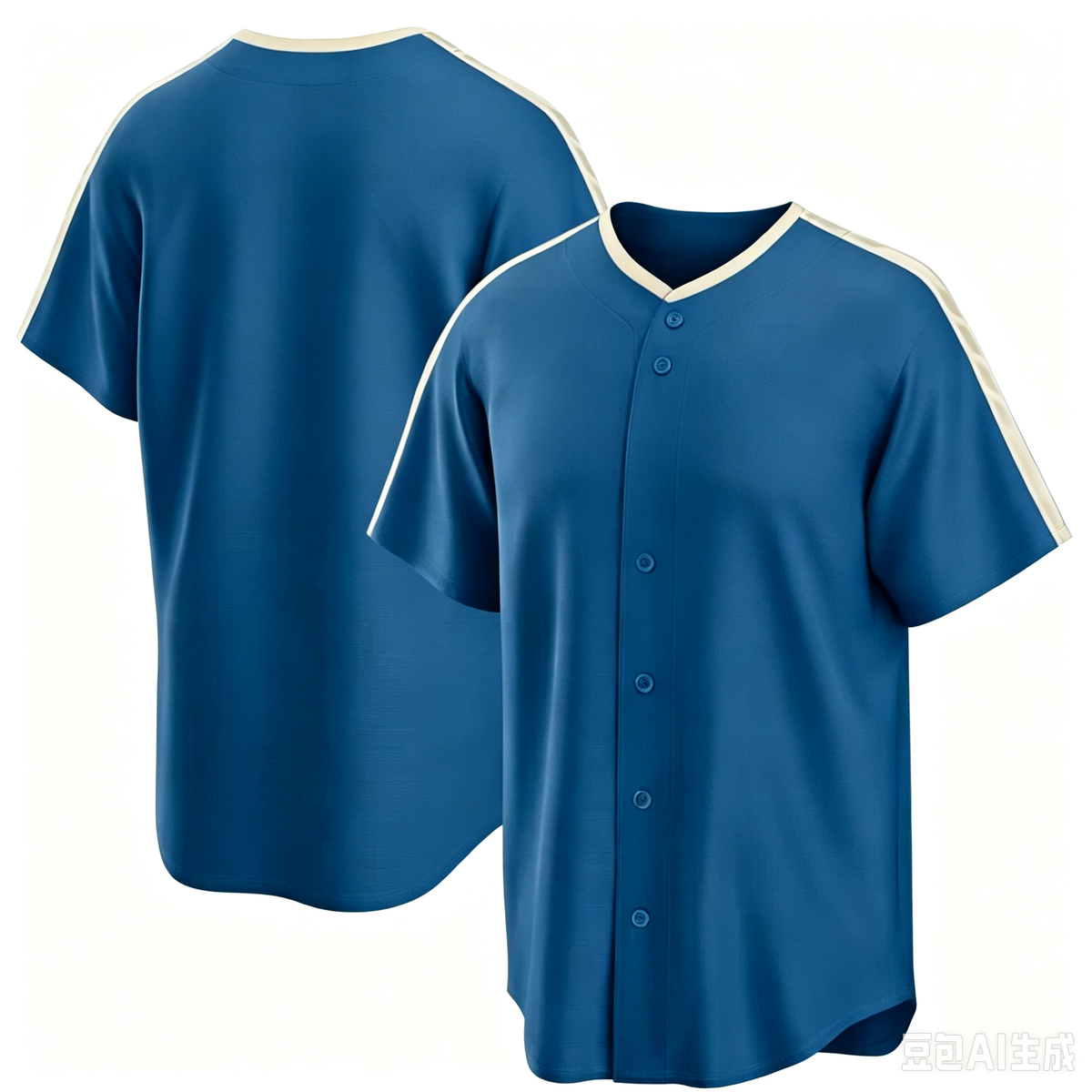 Button-up Short Sleeve Blue with White Trim